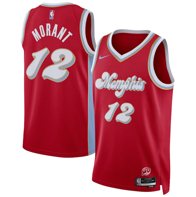 Personalized Men’s Memphis Grizzlies #12 Ja Morant Red 2024-25 City Edition Stitched Basketball Jersey