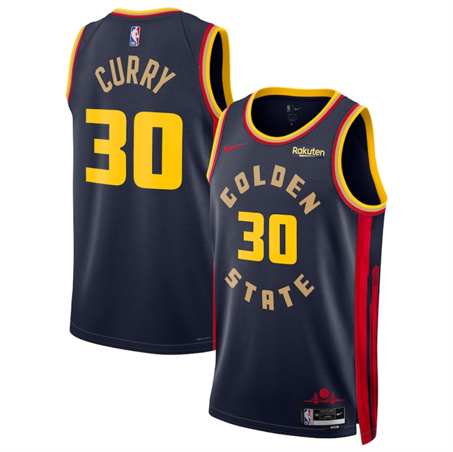 Personalized Men’s Golden State Warriors #30 Stephen Curry Navy 2024-25 City Edition Stitched Basketball Jersey