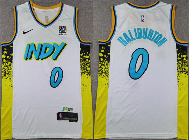 Personalized Men’s Indiana Pacers #0 Tyrese Haliburton White 2024-25 City Edition Stitched Basketball Jersey