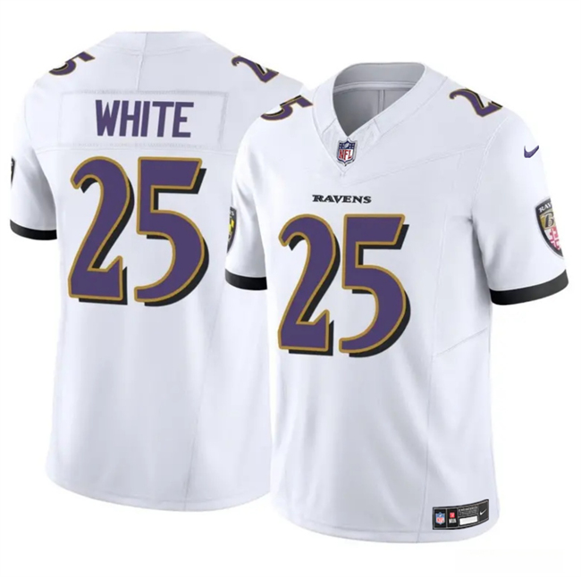 Personalized Men’s Baltimore Ravens #25 Tre’Davious White White 2023 F.U.S.E Limited Football Jersey