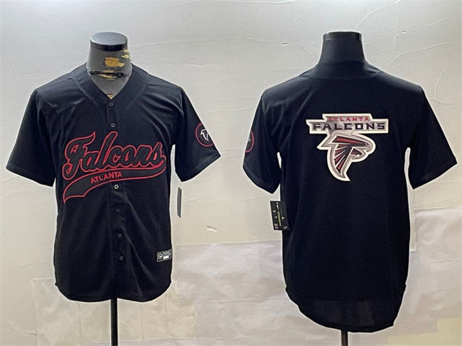 Personalized Men’s Atlanta Falcons Team Big Logo Black With Patch Cool Base Stitched Baseball Jersey