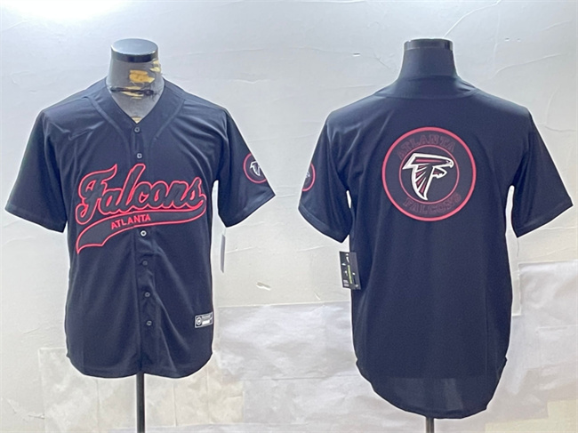 Personalized Men’s Atlanta Falcons Team Big Logo Black With Patch Cool Base Stitched Baseball Jerseys