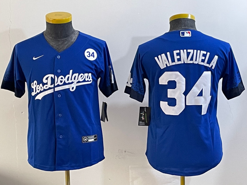 Personalized Youth Los Angeles Dodgers #34 Toro Valenzuela Royal 2024 World Series With Fernando Memorial Patch Alternate Limited Stitched Baseball Jersey(Run Small)