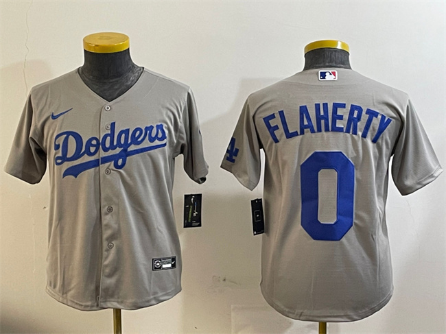 Personalized Women’s Los Angeles Dodgers #0 Jack Flaherty Grey Cool Base Stitched Baseball Jersey(Run Small)