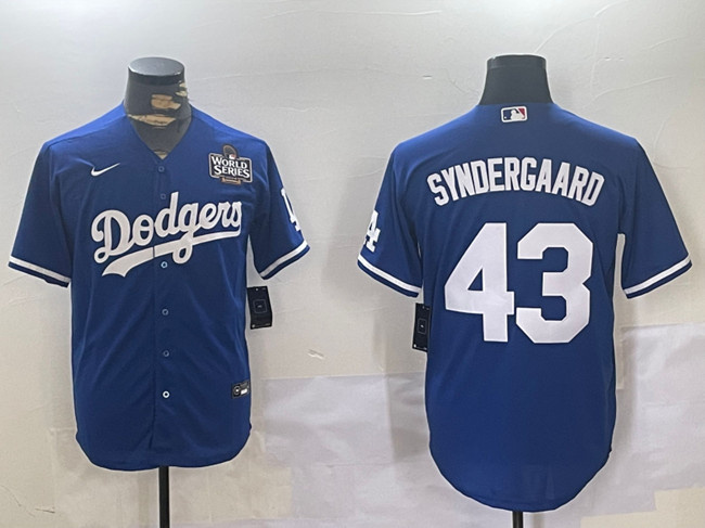 Personalized Men’s Los Angeles Dodgers #43 Noah Syndergaard Royal 2024 World Series Cool Base Stitched Baseball Jersey