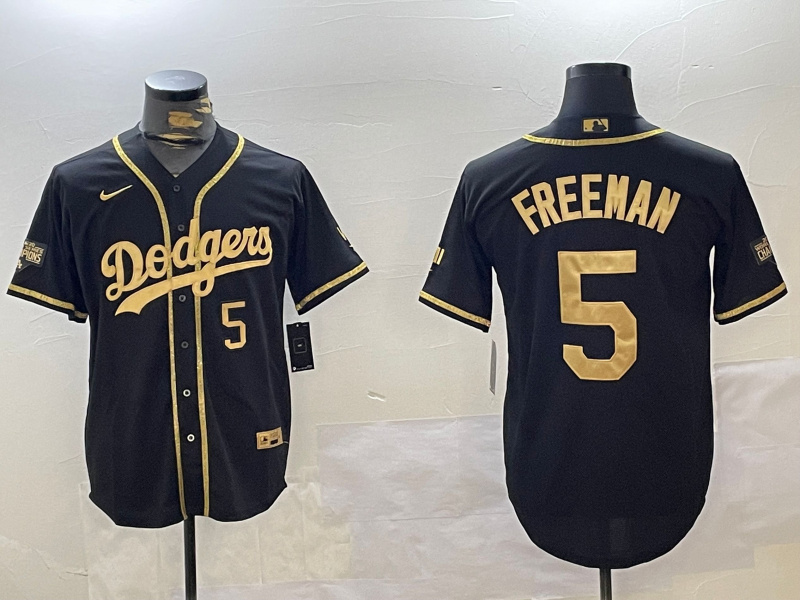 Personalized Men’s Los Angeles Dodgers #5 Freddie Freeman Black Gold 2024 World Series Champions Limited Stitched Baseball Jerseys