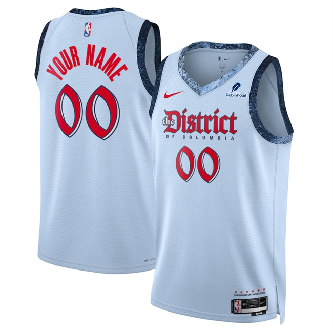 Personalized Men’s Washington Wizards Active Player Powder Blue 2024 25 City Edition Stitched Basketball Jersey