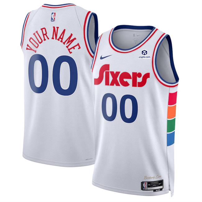Personalized Men’s Philadelphia 76ers Active Player White 2024 25 City Edition Stitched Jersey