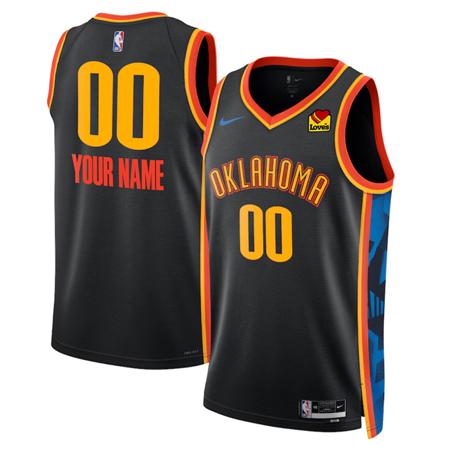 Personalized Men’s Oklahoma City Thunder Active Player Black 2024 25 City Edition Stitched Basketball Jersey