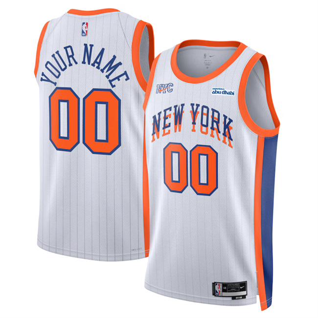 Personalized Men’s New Yok Knicks Active Player White 2024 25 City Edition Stitched Basketball Jersey