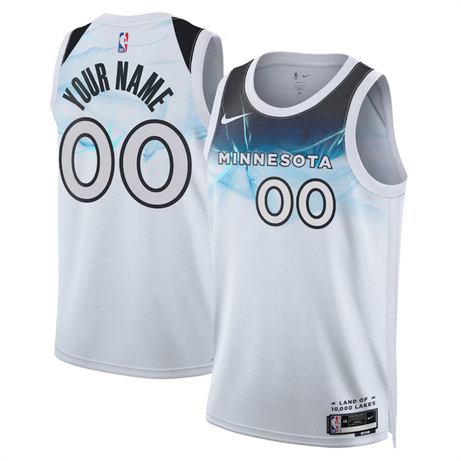 Personalized Men’s Minnesota Timberwolves Active Player White 2024 25 City Edition Stitched Jersey
