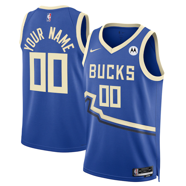 Personalized Men’s Milwaukee Bucks Active Player Royal 2024 25 City Edition Stitched Basketball Jersey