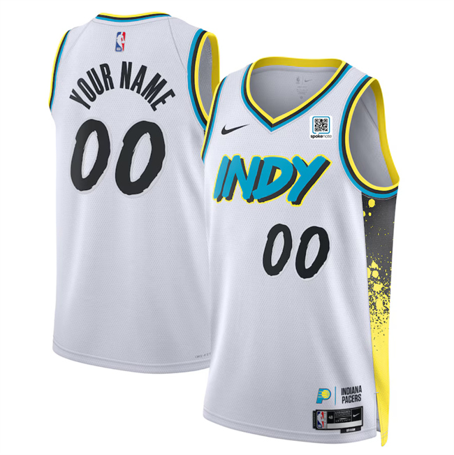 Personalized Men’s Indiana Pacers Active Player White 2024 25 City Edition Stitched Basketball Jersey