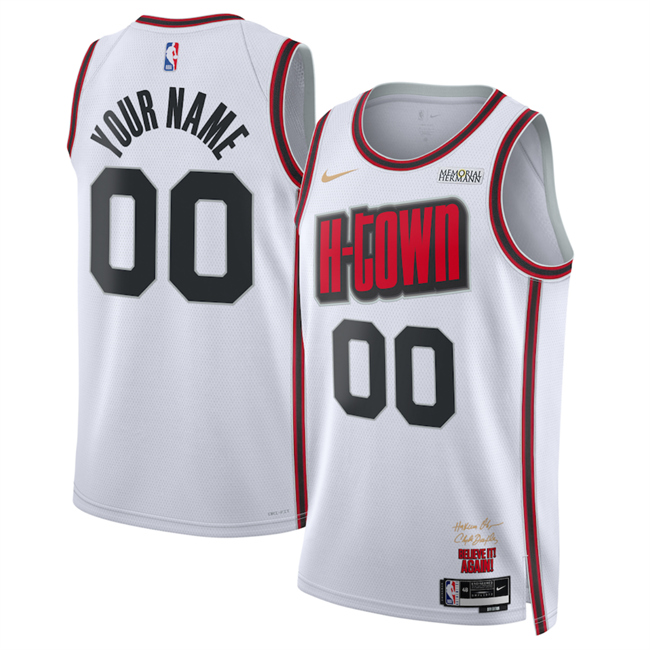 Personalized Men’s Houston Rockets Actiive Player White 2024 25 City Edition Stitched Jersey