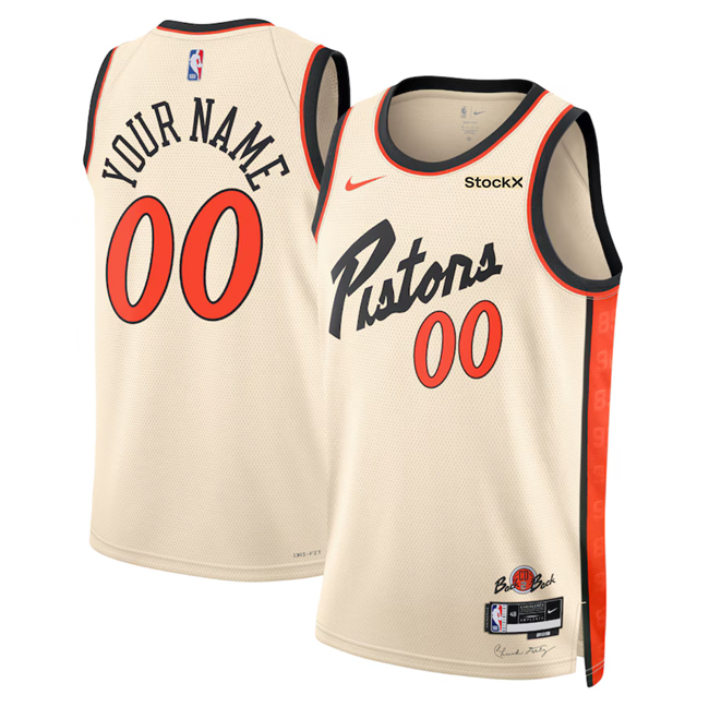Personalized Men’s Detroit Pistons Active Player Cream 2024 25 City Edition Stitched Basketball Jersey