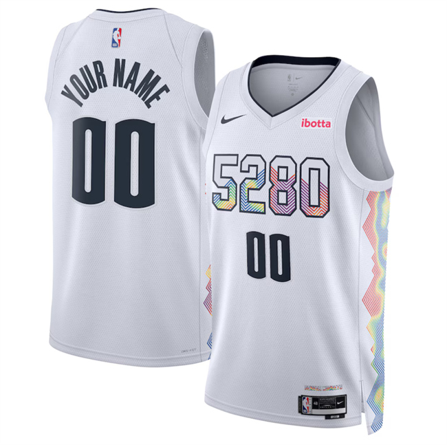 Personalized Men’s Denver Nuggets Active Player White 2024 25 City Edition Stitched Basketball Jersey