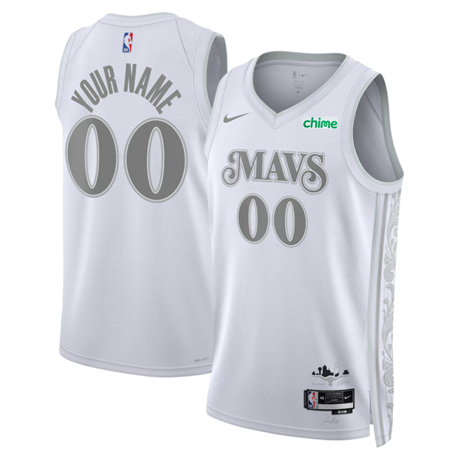 Personalized Men’s Dallas Mavericks Active Player White 2024 25 City Edition Stitched Basketball Jersey