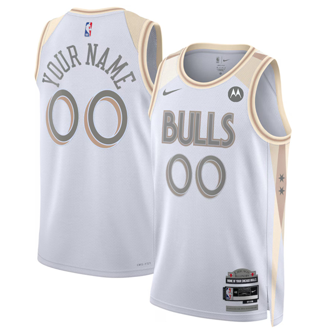 Personalized Men’s Chicago Bulls Active Player White 2024 25 City Edition Stitched Basketball Jersey