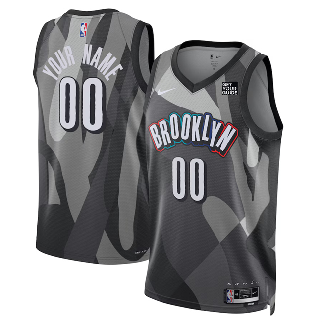 Personalized Men’s Brooklyn Nets Active Player Gray 2024 25 City Edition Stitched Basketball Jersey