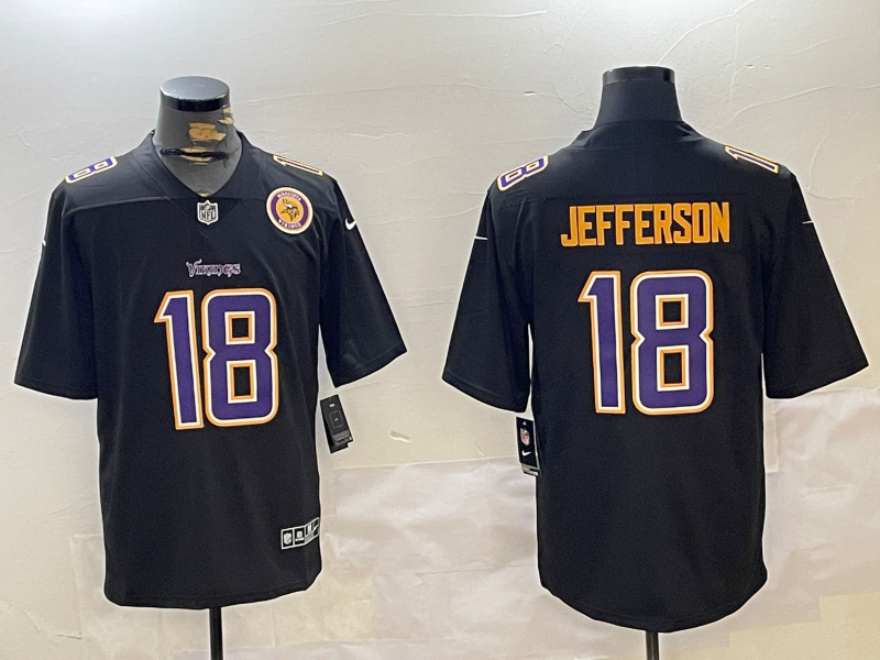Personalized Men’s Minnesota Vikings #18 Justin Jefferson Black Untouchable Limited Stitched Jerseys