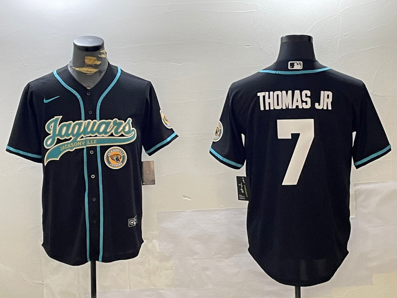 Personalized Men’s Jacksonville Jaguars #7 Brian Thomas Jr Black With Patch Cool Base Stitched Baseball Jerseys