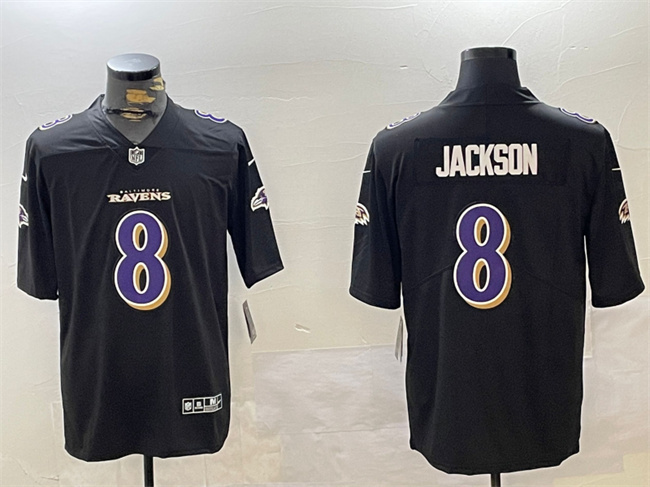 Personalized Men’s Baltimore Ravens #8 Lamar Jackson Black Limited Football Jersey