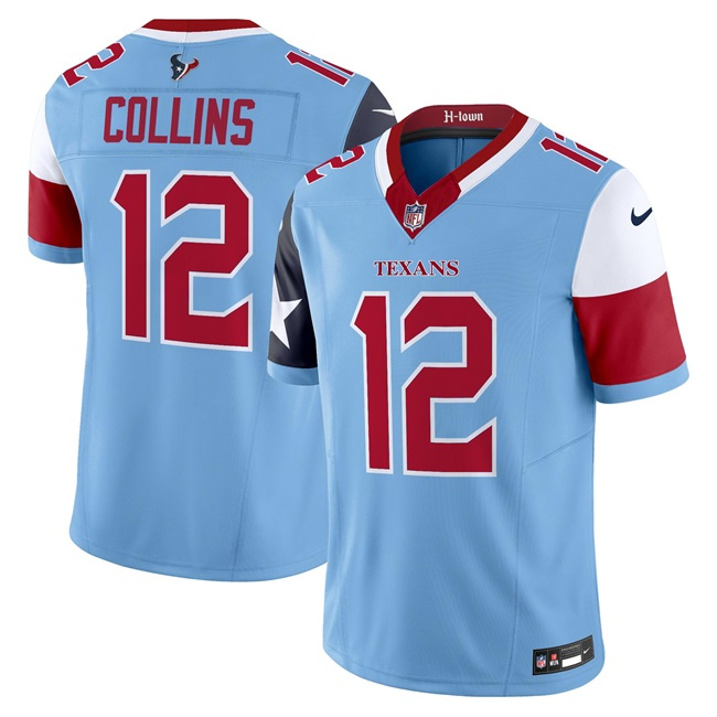 Personalized Men’s Houston Texans #12 Nico Collins Blue 2024 F.U.S.E V5 Limited Stitched Football Jersey