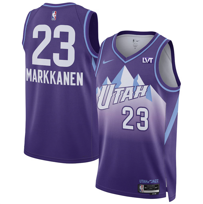 Personalized Men’s Utah Jazz #23 Lauri Markkanen Purple 2024 25 City Edition Stitched Basketball Jersey