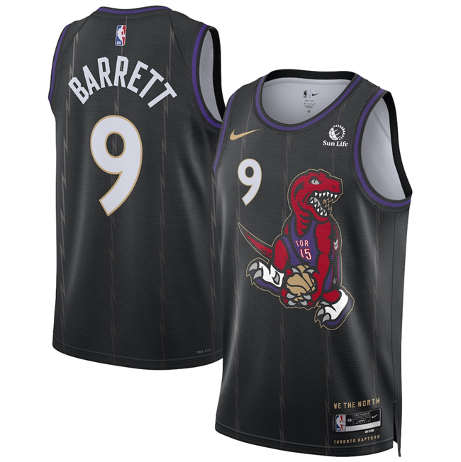 Personalized Men’s Toronto Raptors #9 RJ Barrett Black 2024 25 City Edition Stitched Basketball Jersey