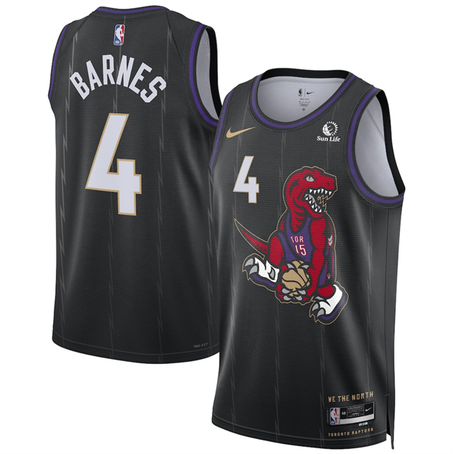 Personalized Men’s Toronto Raptors #4 Scottie Barnes Black 2024 25 City Edition Stitched Basketball Jersey