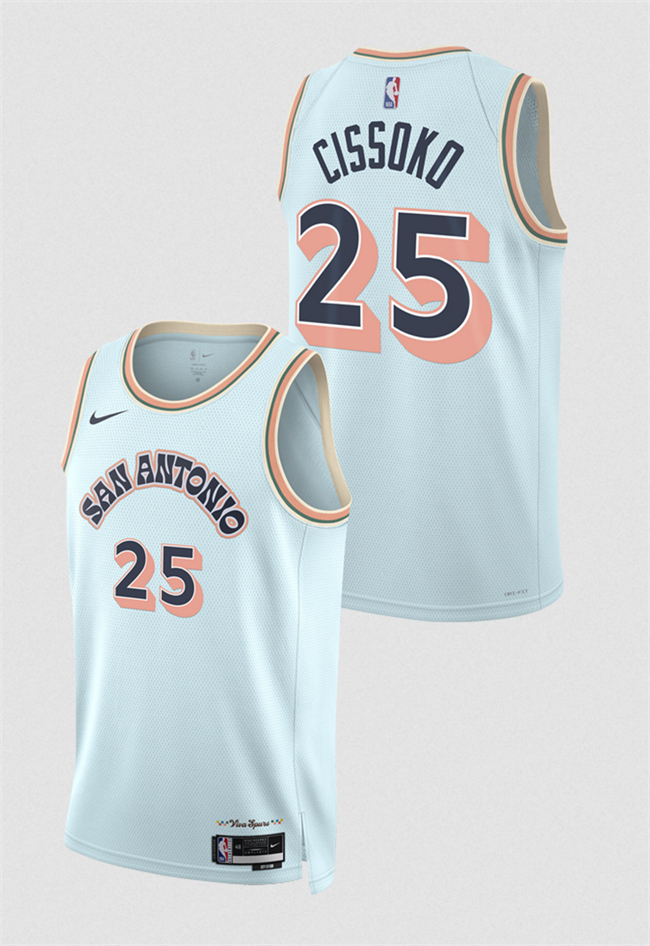 Personalized Men’s San Antonio Spurs #25 Sidy Cissoko Light Blue 2024 25 City Edition Stitched Basketball Jersey
