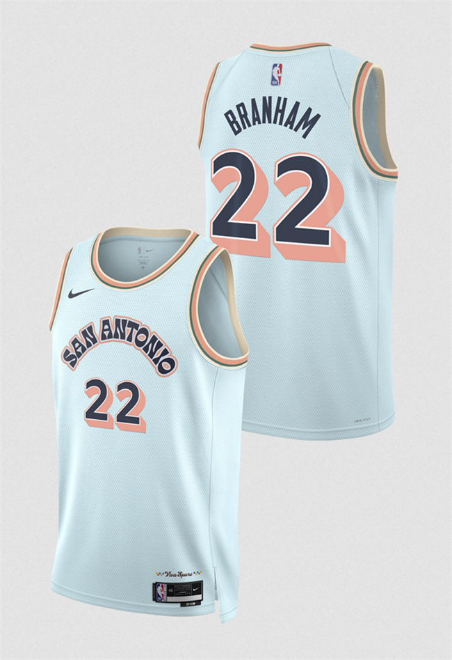 Personalized Men’s San Antonio Spurs #22 Malaki Branham Light Blue 2024 25 City Edition Stitched Basketball Jersey