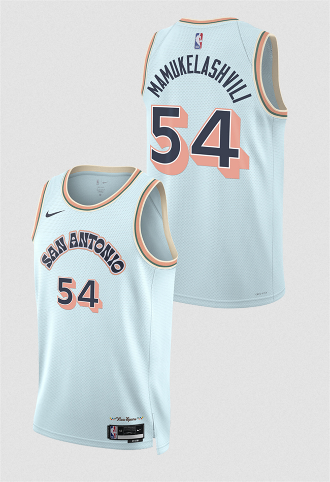 Personalized Men’s San Antonio Spurs #54 Sandro Mamukelashvili Light Blue 2024 25 City Edition Stitched Basketball Jersey
