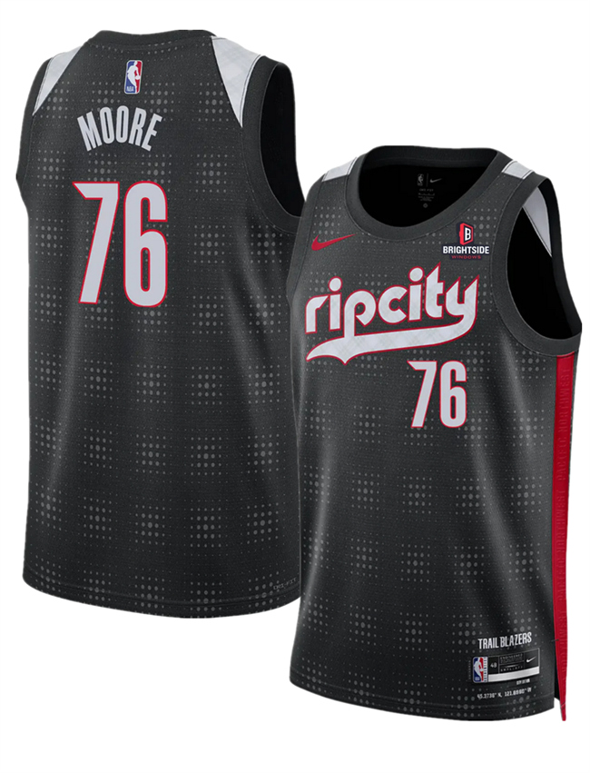 Personalized Men’s Portland Trail Blazers #76 Taze Moore Black 2024 25 City Edition Edition Stitched Basketball Jersey