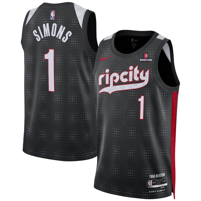 Personalized Men’s Portland Trail Blazers #1 Anfernee Simons Black 2024 25 City Edition Edition Stitched Basketball Jersey