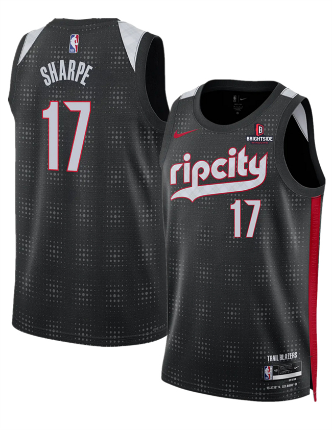 Personalized Men’s Portland Trail Blazers #17 Shaedon Sharpe Black 2024 25 City Edition Edition Stitched Basketball Jersey