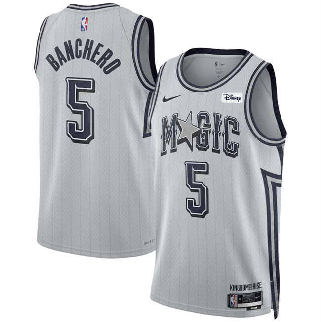 Personalized Men’s Orlando Magic #5 Paolo Banchero Silver 2024 25 City Edition Stitched Basketball Jersey