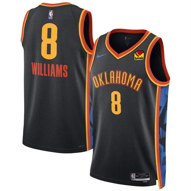 Personalized Men’s Oklahoma City Thunder #8 Jalen Williams Black 2024 25 City Edition Stitched Basketball Jersey