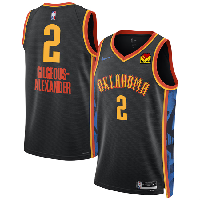 Personalized Men’s Oklahoma City Thunder #2 Shai Gilgeous-Alexander Black 2024 25 City Edition Stitched Basketball Jersey