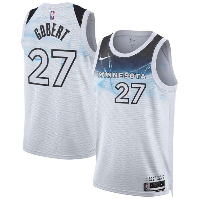Personalized Men’s Minnesota Timberwolves #27 Rudy Gobert White 2024 25 City Edition Stitched Jersey
