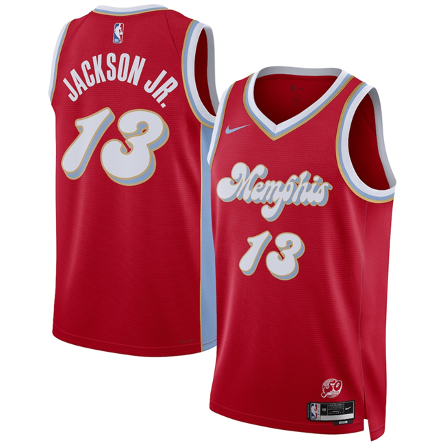Personalized Men’s Memphis Grizzlies #13 Jaren Jackson Jr. Red 2024 25 City Edition Stitched Basketball Jersey