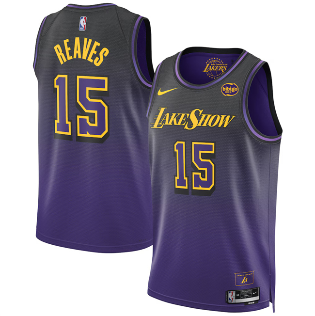 Personalized Men’s Los Angeles Lakers #15 Austin Reaves Purple 2024 25 City Edition Stitched Basketball Jersey