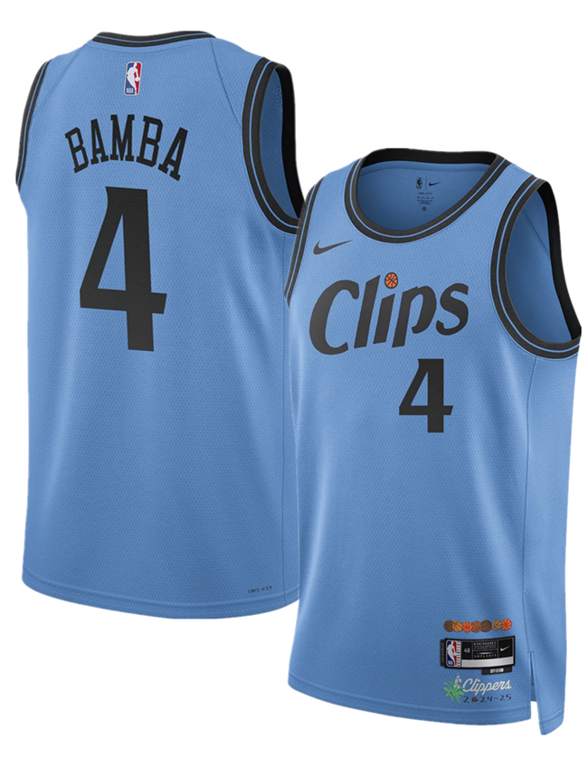 Personalized Men’s Los Angeles Clippers #4 Mo Bamba Light Blue 2024 25 CityEdition Stitched Jersey