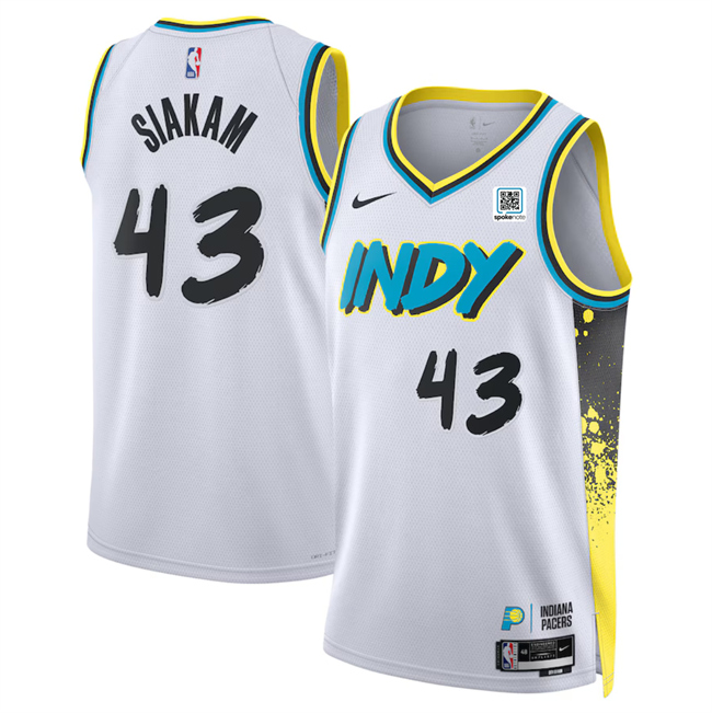 Personalized Men’s Indiana Pacers #43 Pascal Siakam White 2024 25 City Edition Stitched Basketball Jersey
