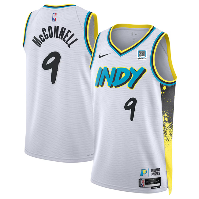 Personalized Men’s Indiana Pacers #9 T.J. McConnell White 2024 25 City Edition Stitched Basketball Jersey