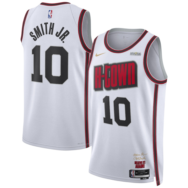 Personalized Men’s Houston Rockets #10 Jabari Smith Jr. White 2024 25 City Edition Stitched Jersey