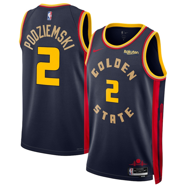Personalized Men’s Golden State Warriors #2 Brandin Podziemski Navy 2024 25 City Edition Stitched Basketball Jersey