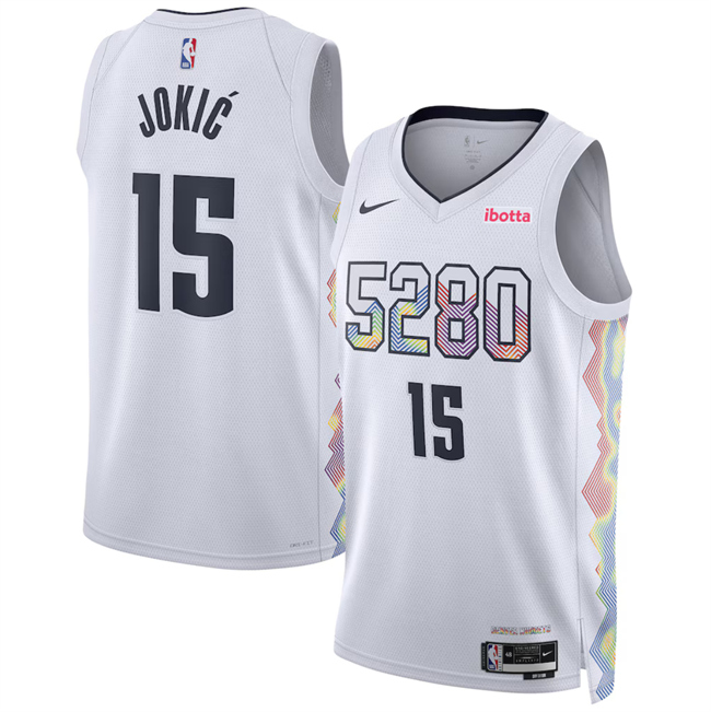 Personalized Men’s Denver Nuggets #15 Nikola Jokić White 2024 25 City Edition Stitched Basketball Jersey