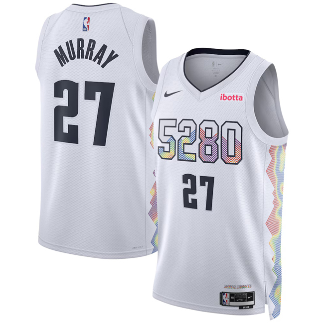 Personalized Men’s Denver Nuggets #27 Jamal Murray White 2024 25 City Edition Stitched Basketball Jersey