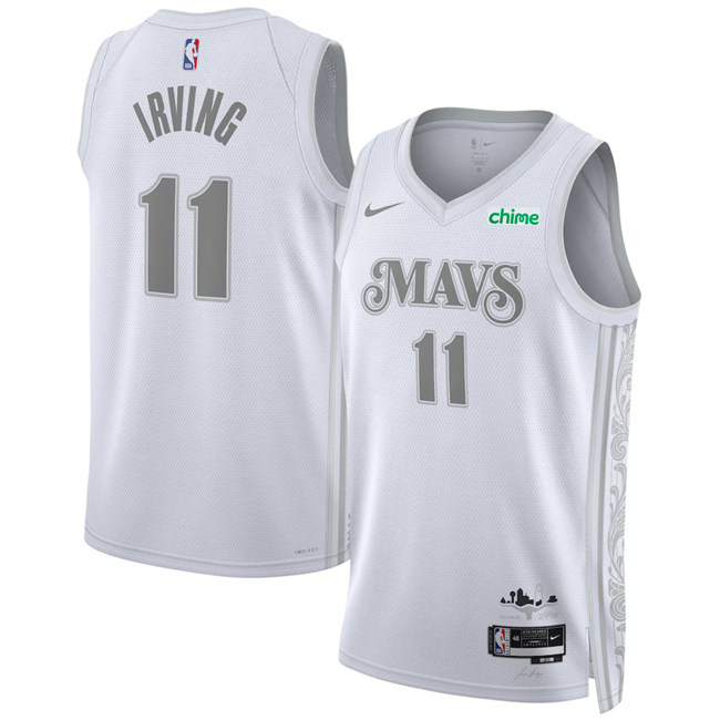 Personalized Men’s Dallas Mavericks #11 Kyrie Irving White 2024 25 City Edition Stitched Basketball Jersey